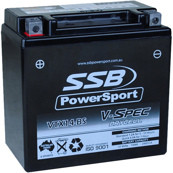 SSB Powersport VTX14-BS 12V V-Spec High Performance AGM Battery