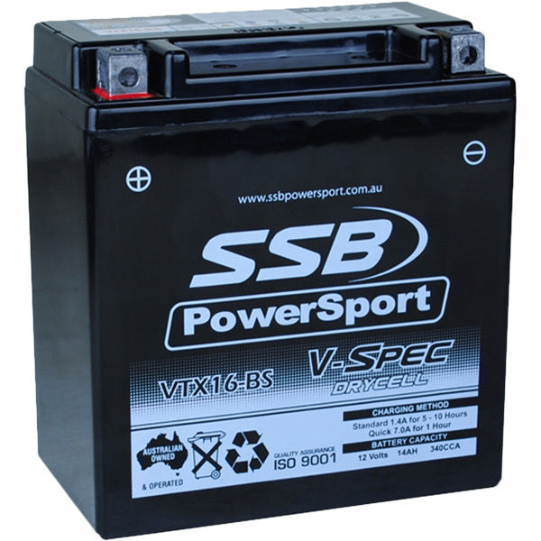 SSB Powersports VTX16-BS 12V V-Spec High Performance AGM Battery