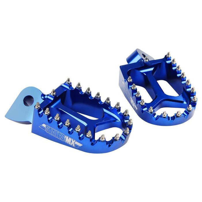 States MX Alloy Off Road Footpegs Blue for Yamaha