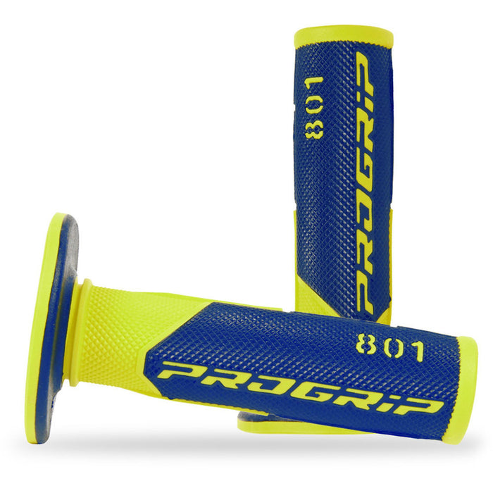Progrip Fluroescent Yellow and Blue Half Waffle Dual Density Grips