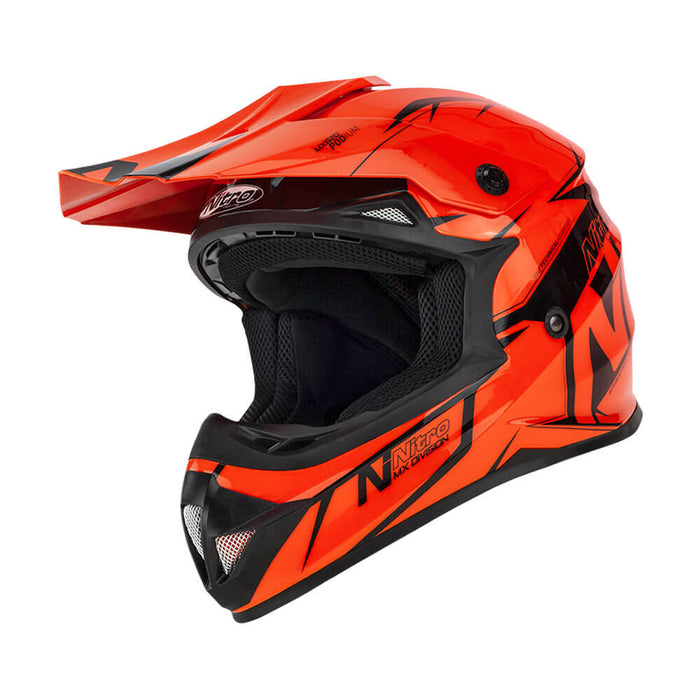 Nitro MX620 Podium Black and Orange Helmet S