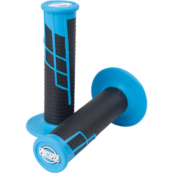 Pro Taper Clamp On Half Waffle Grips Neon Blue and Black