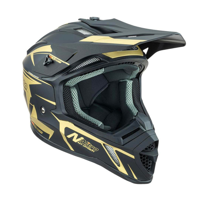 Nitro MX760 Satin Black and Gold Helmet