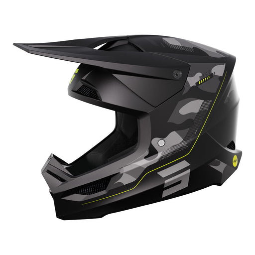 Shot Race Helmet Battle Black Camo/Neon Yellow Shot MX