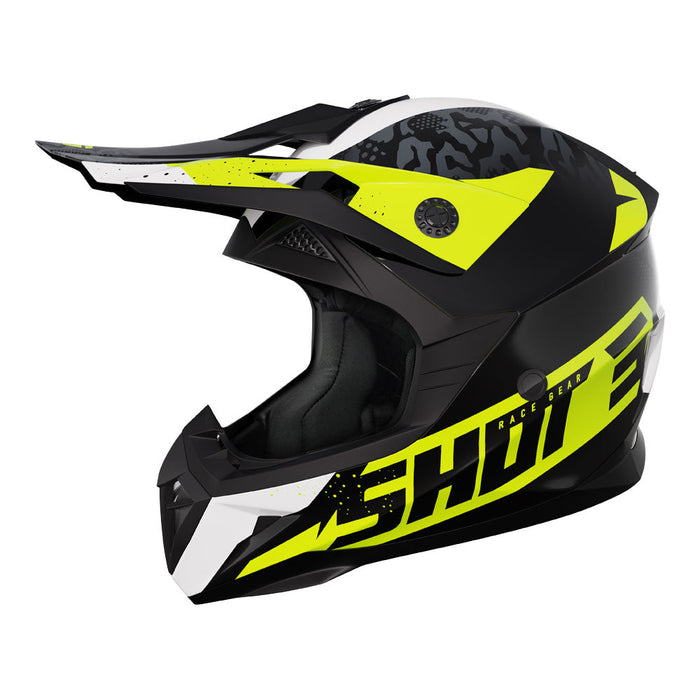 Shot Pulse Kid Helmet Airfit Black/White/Neon Yellow Shot MX