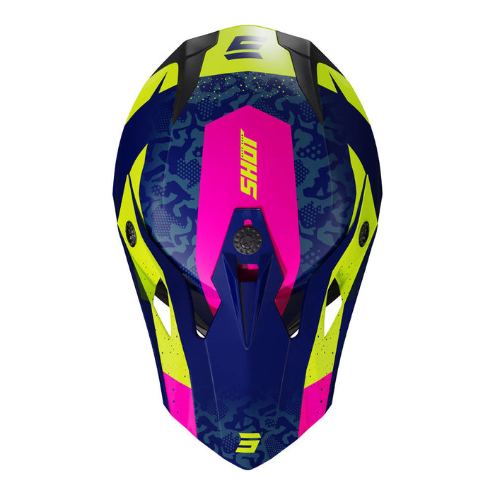 Shot Pulse Kid Helmet Airfit Blue/Neon Yellow/Pink Shot MX