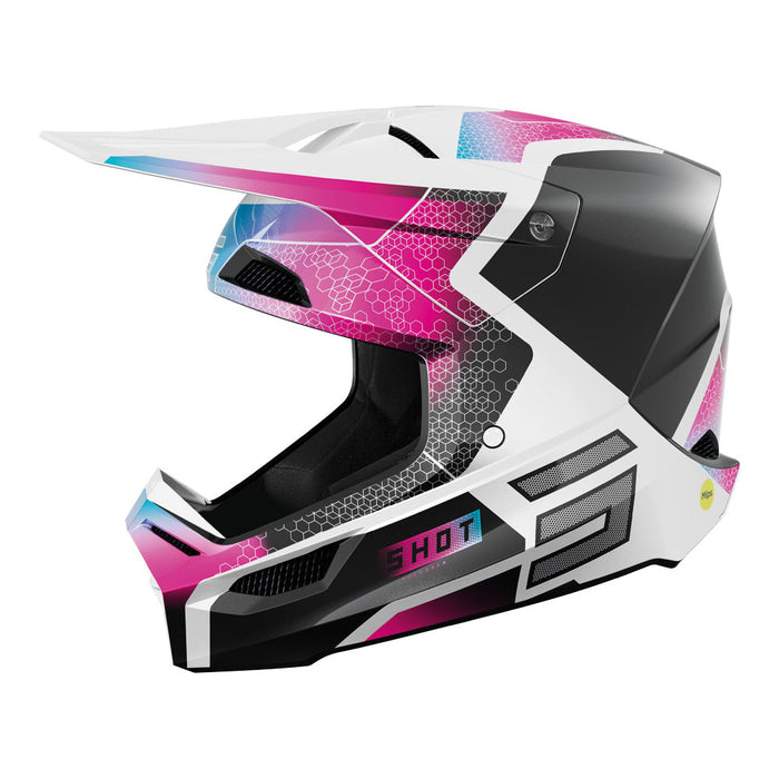 Shot Race Phaser Helmet Black/Blue/Pink Pearly Shot MX