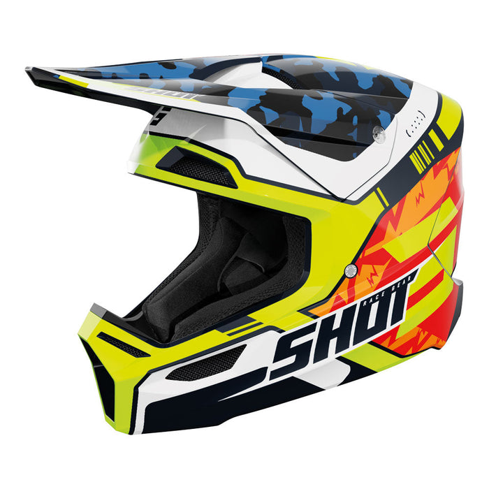 Shot Furious Kid Flash Helmet Blue/Neon Yellow Glossy Shot MX