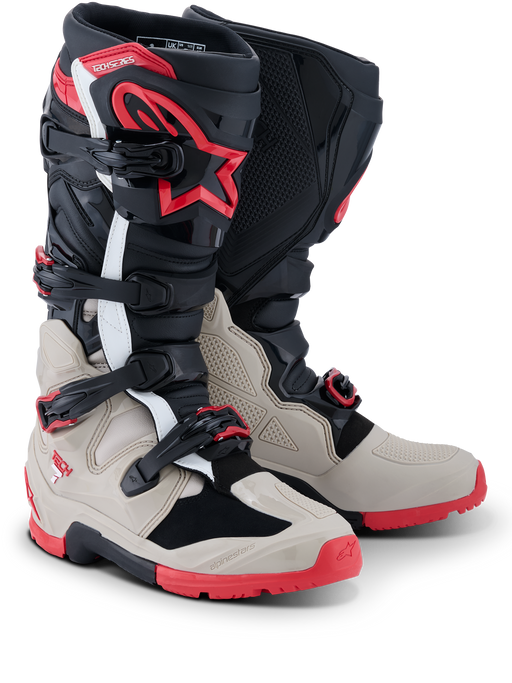 Alpinestars Tech 7 Boots Enduro Black Light-Gray Bright-Red Top Two Moto