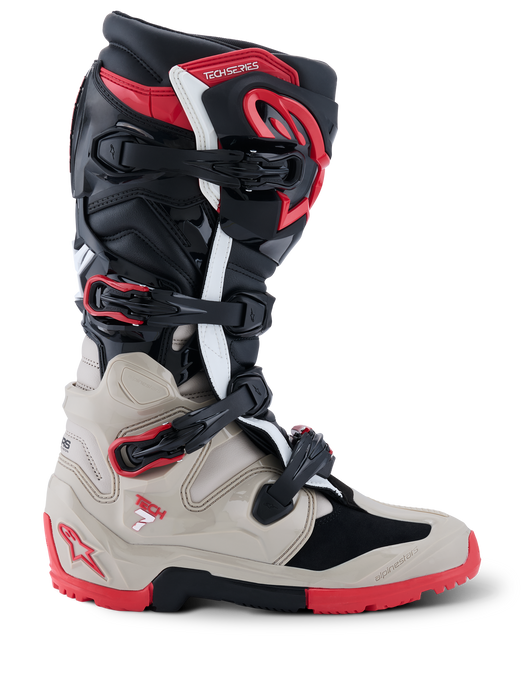 Alpinestars Tech 7 Boots Enduro Black Light-Gray Bright-Red Top Two Moto