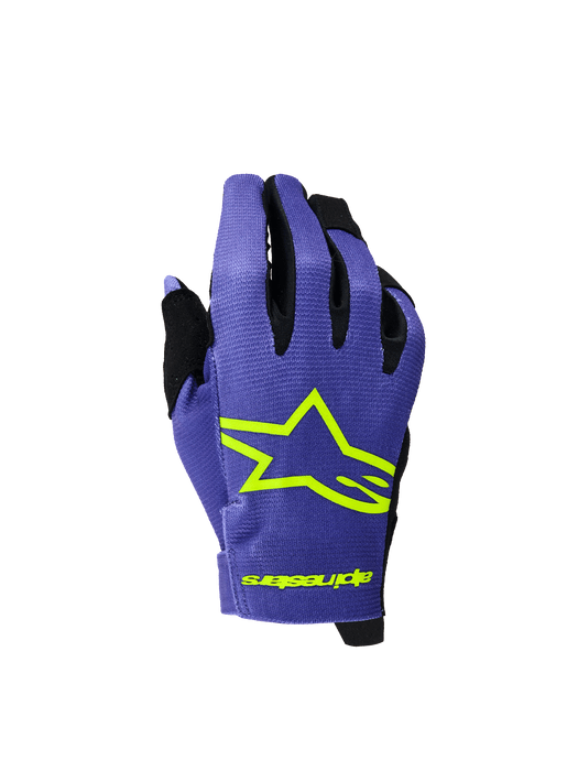 Alpinestars 2024-2026 Youth Radar Gloves Purple Fluro-Yellow Top Two Moto