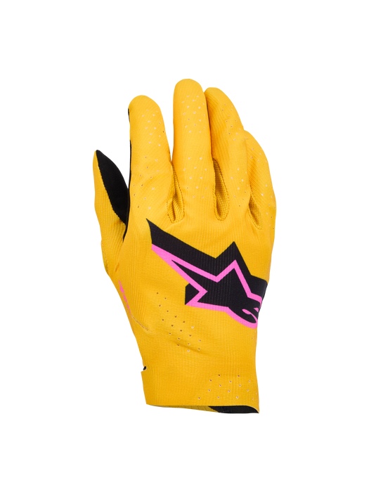 Alpinestars 2026 Supertech MX Gloves Gold Black Fluro-Pink Top Two Moto