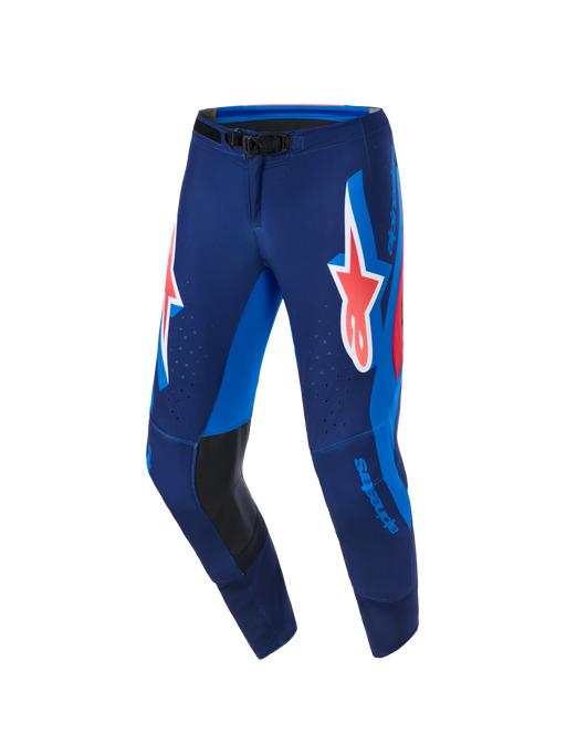 Alpinestars 2026 Supertech Vista Pants Dark-Navy Hot-Coral Cobalt Top Two Moto