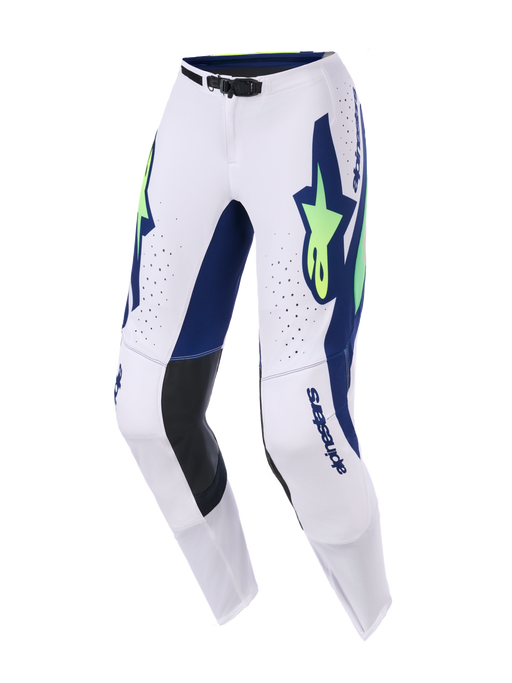 Alpinestars 2026 Supertech Vista Pants Light-Gray Fluro-Yellow Blue Top Two Moto