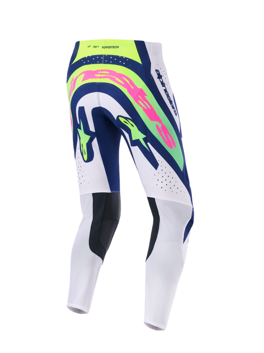 Alpinestars 2026 Supertech Vista Pants Light-Gray Fluro-Yellow Blue Top Two Moto