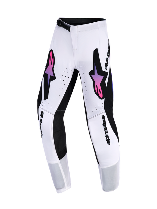 Alpinestars 2026 Youth Supertech Vista Pants White Purple Black Top Two Moto
