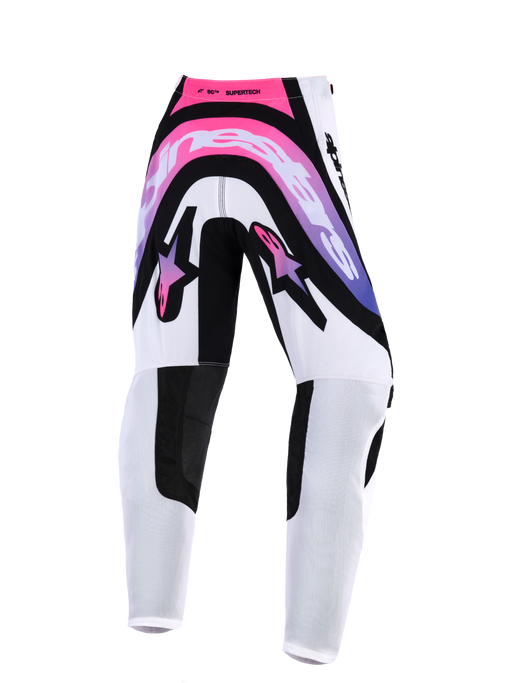 Alpinestars 2026 Youth Supertech Vista Pants White Purple Black Top Two Moto