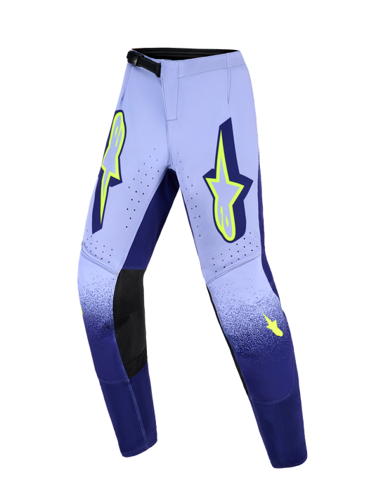 Alpinestars 2026 Youth Supertech Scenz Pants Purple Fluro-Yellow Top Two Moto