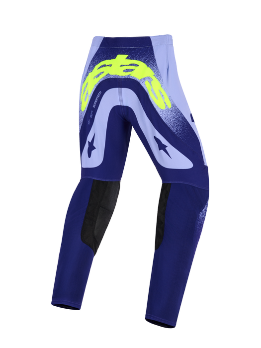 Alpinestars 2026 Youth Supertech Scenz Pants Purple Fluro-Yellow Top Two Moto