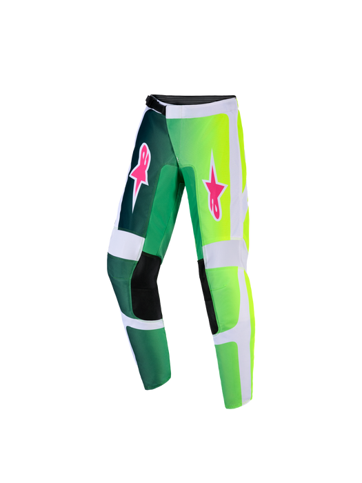 Alpinestars 2026 Youth Fluid Portl Pants Green White Black Top Two Moto