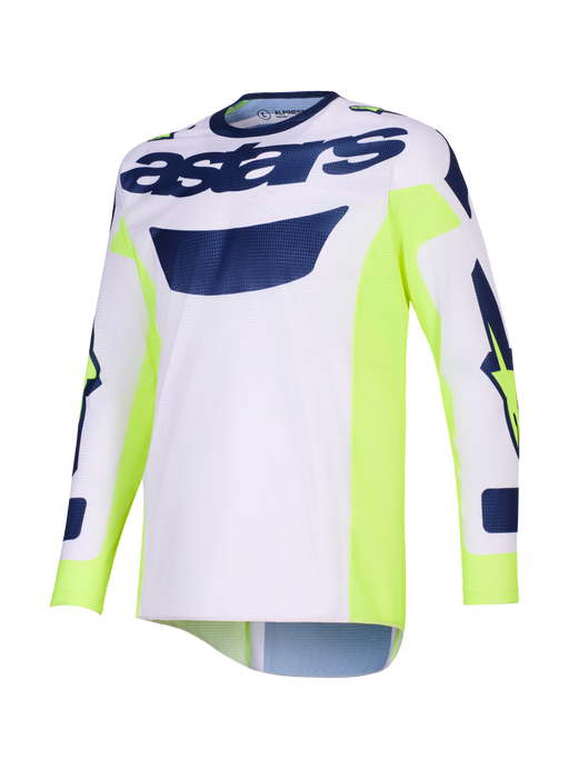 Alpinestars 2026 Racer Air Riway Jersey Light-Gray Fluro-Yellow Blue Top Two Moto