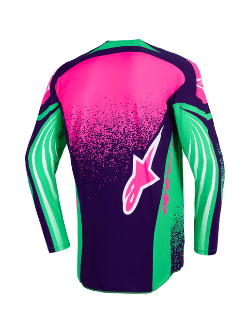 Alpinestars 2026 Techstar Nomur Jersey Deep-Purple Green Fluro-Pink Top Two Moto