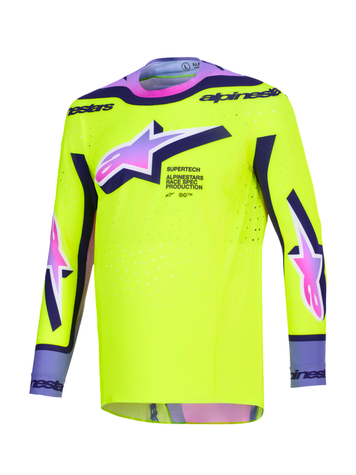 Alpinestars 2026 Supertech Vista Jersey Yellow Purple Black Top Two Moto