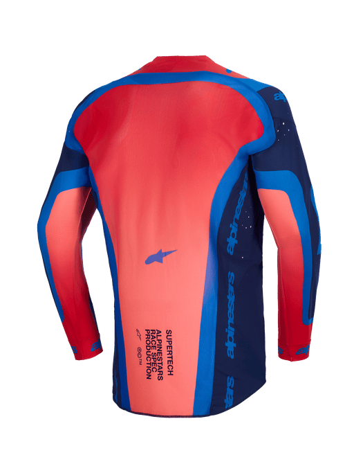 Alpinestars 2026 Supertech Vista Jersey Dark-Navy Hot-Coral Cobalt Top Two Moto