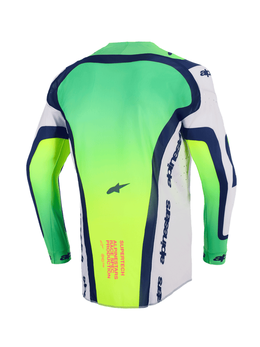 Alpinestars 2026 Supertech Vista Jersey Light-Gray Fluro-Yellow Blue Top Two Moto