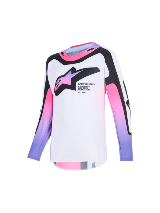 Alpinestars 2026 Youth Supertech Vista Jersey White Purple Black Top Two Moto