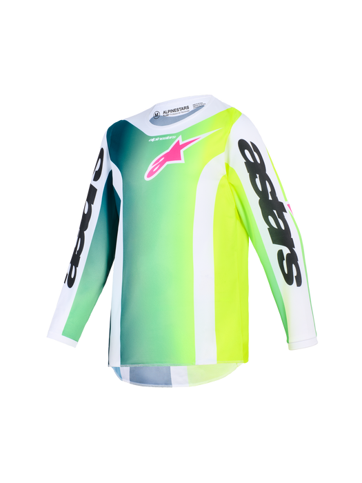 Alpinestars 2026 Youth Fluid Portl Jersey Green White Black Top Two Moto
