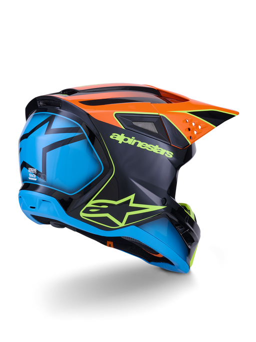 Alpinestars SM3 Fray Helmet Ece06 Black Orange Fluro Yellow Glossy Top Two Moto
