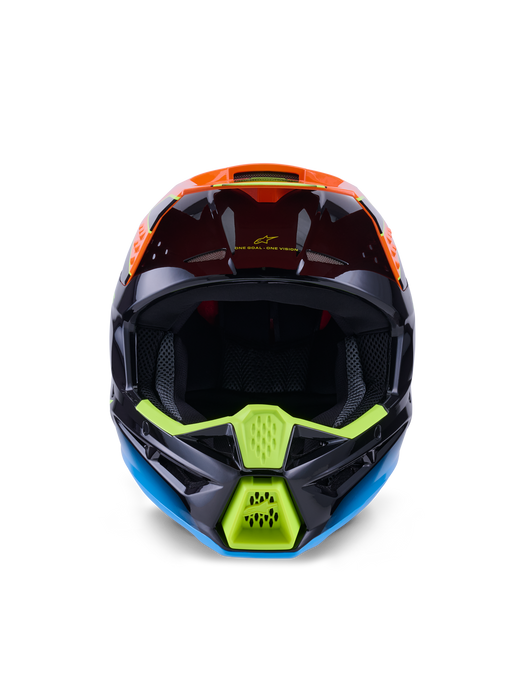 Alpinestars SM3 Fray Helmet Ece06 Black Orange Fluro Yellow Glossy Top Two Moto