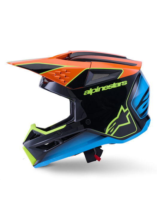 Alpinestars SM3 Fray Helmet Ece06 Black Orange Fluro Yellow Glossy Top Two Moto