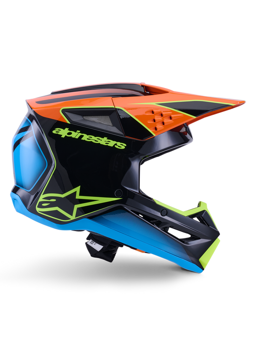 Alpinestars SM3 Fray Helmet Ece06 Black Orange Fluro Yellow Glossy Top Two Moto