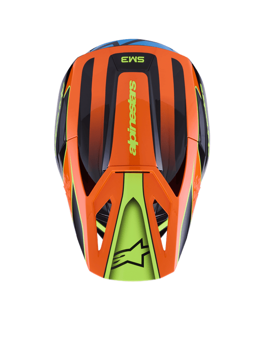 Alpinestars SM3 Fray Helmet Ece06 Black Orange Fluro Yellow Glossy Top Two Moto