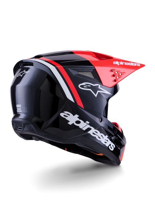 Alpinestars SM3 Radium Helmet Ece06 Black Fluro-Red White Glossy Top Two Moto