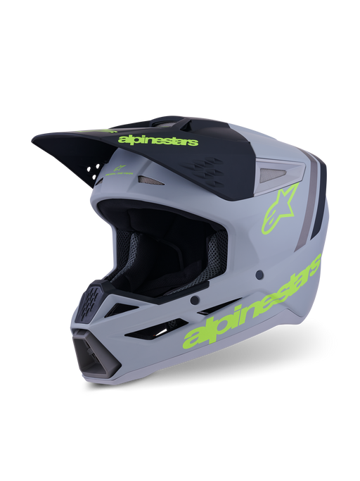 Alpinestars SM3 Radium Helmet Ece06 Gray Black Fluro-Yellow Matt Top Two Moto