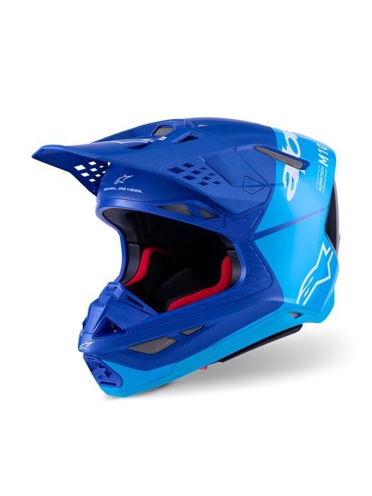 Alpinestars Supertech SM10 Flood Helmet Ece 22.06 Metal-Blue Med-Blue Black Carbon M&G Top Two Moto