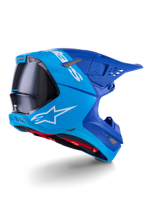 Alpinestars Supertech SM10 Flood Helmet Ece 22.06 Metal-Blue Med-Blue Black Carbon M&G Top Two Moto