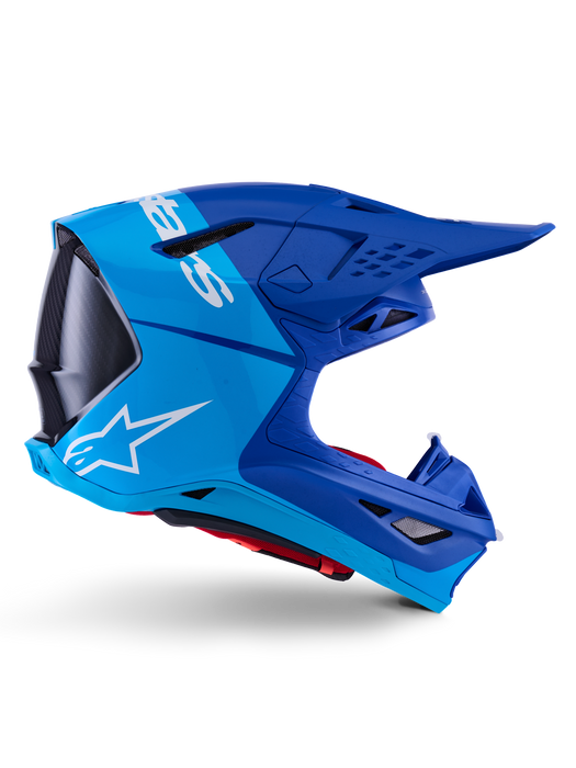 Alpinestars Supertech SM10 Flood Helmet Ece 22.06 Metal-Blue Med-Blue Black Carbon M&G Top Two Moto