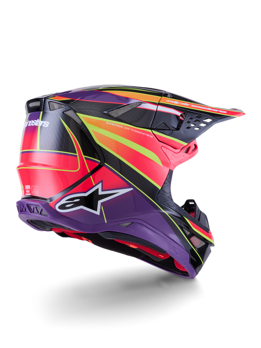 Alpinestars Supertech SM10 Era Helmet Ece 22.06 Pink Violet Fluro-Yellow Glossy Top Two Moto