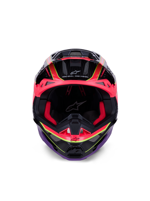 Alpinestars Supertech SM10 Era Helmet Ece 22.06 Pink Violet Fluro-Yellow Glossy Top Two Moto