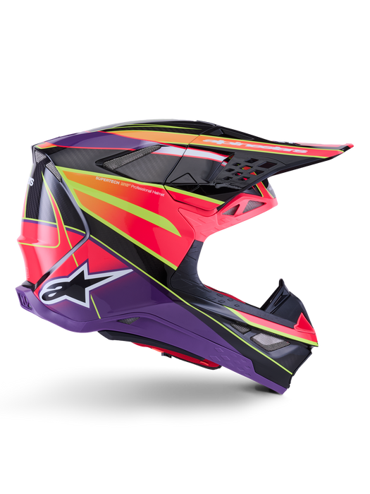 Alpinestars Supertech SM10 Era Helmet Ece 22.06 Pink Violet Fluro-Yellow Glossy Top Two Moto