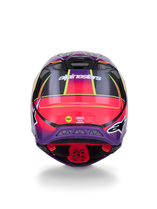 Alpinestars Supertech SM10 Era Helmet Ece 22.06 Pink Violet Fluro-Yellow Glossy Top Two Moto