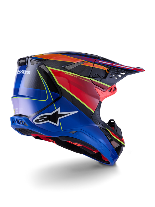 Alpinestars Supertech SM10 Era Helmet Ece 22.06 Blue Red Fluro-Yellow Glossy Top Two Moto