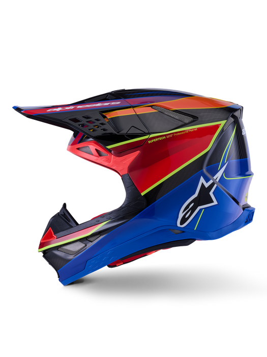 Alpinestars Supertech SM10 Era Helmet Ece 22.06 Blue Red Fluro-Yellow Glossy Top Two Moto
