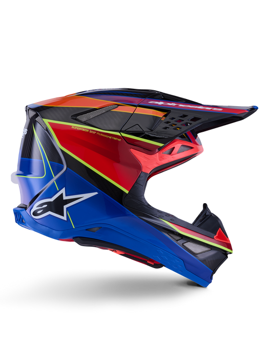 Alpinestars Supertech SM10 Era Helmet Ece 22.06 Blue Red Fluro-Yellow Glossy Top Two Moto
