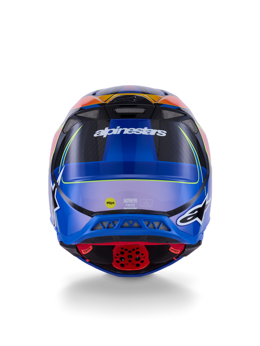 Alpinestars Supertech SM10 Era Helmet Ece 22.06 Blue Red Fluro-Yellow Glossy Top Two Moto