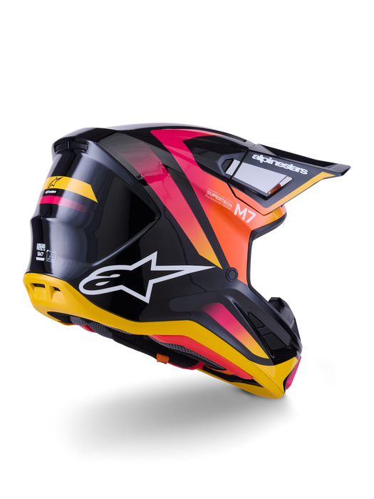 Alpinestars SM7 Rise Helmet Ece06 Black Yellow Pink Glossy Top Two Moto